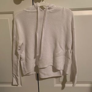 Aerie cropped white knit hoodie